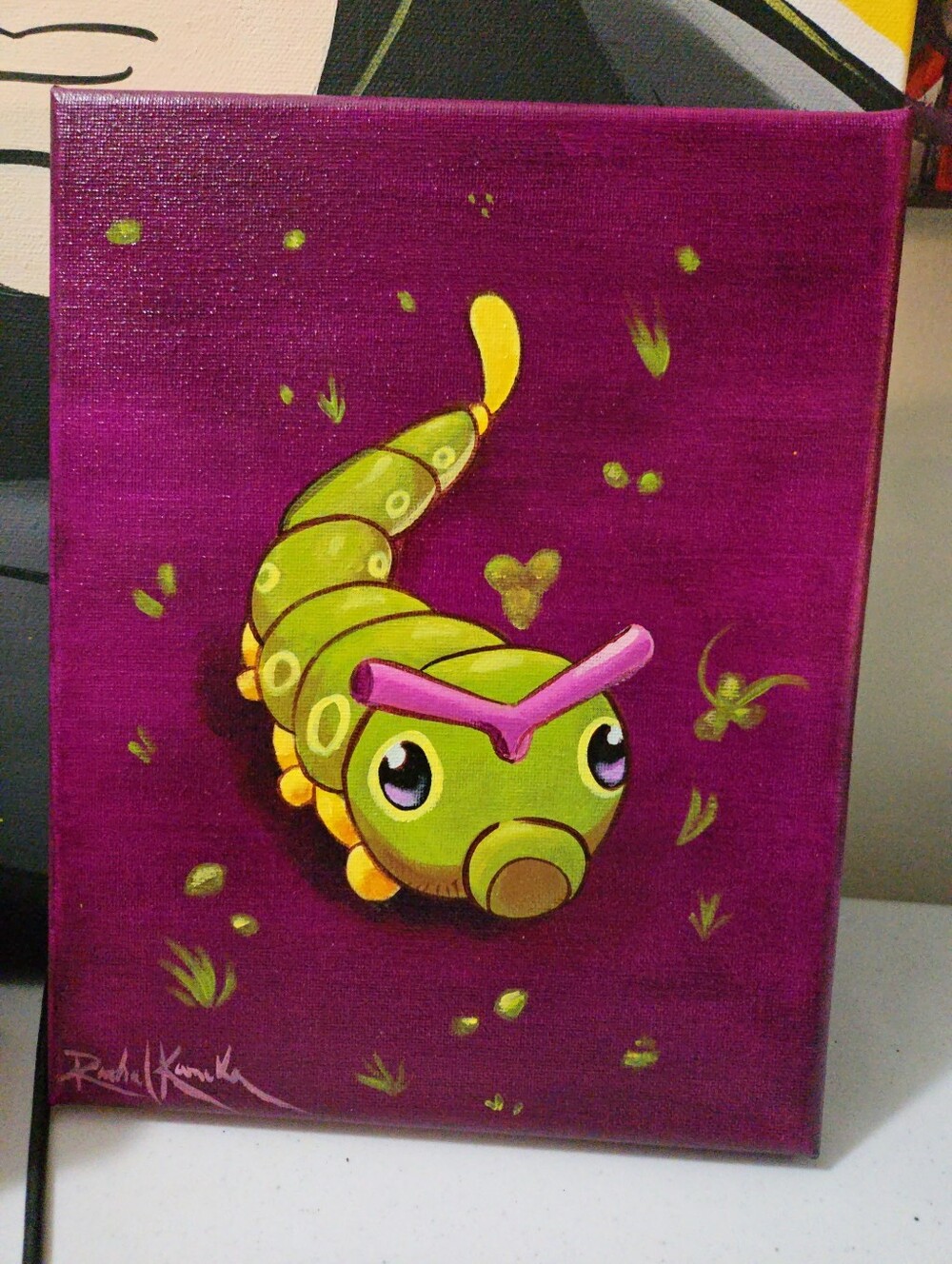 Pokemon Caterpie Painting 8×10 On Canvas Fan art